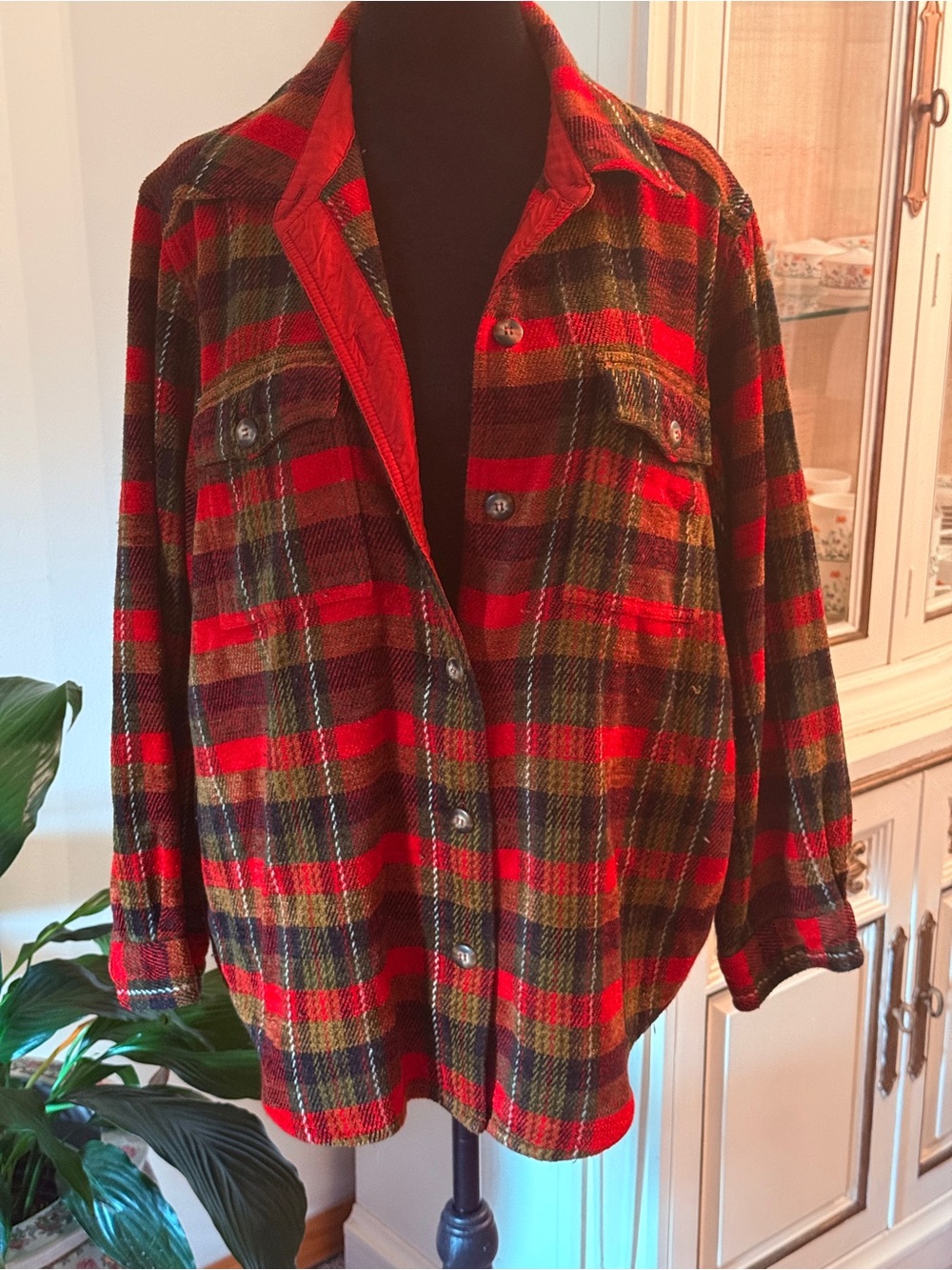 Carole Little Red and Green Plaid Utility Jacket